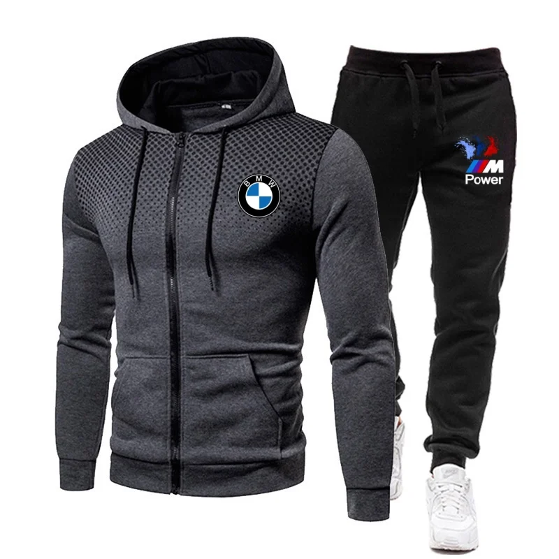 

2025 Men's BMW Set Two Piece Sportswear Casual Zipper Jacket+Pants Set Spring and Autumn Hoodie Coat Sportswear Men's BMW