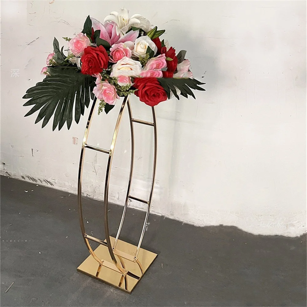 

Metal Flower Rack Luxury Shiny Table Vases Wedding Centerpiece Event Road Lead For Party Home Hotel Party Decoration CH189