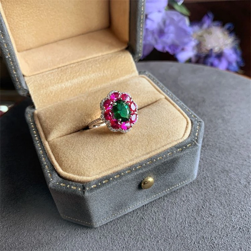 Fashionable New Colored Zircon Flower Ring for Women Stainless Steel Adjustable Ring, Bride\'s Wedding Jewelry Accessories Gift