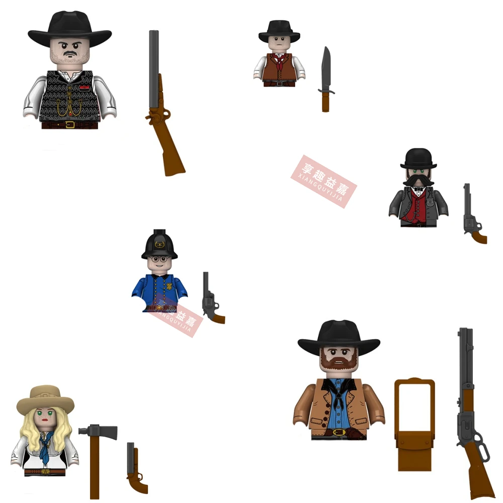 

New Toys RDR2 Game Character Building Blocks Western Cowboy Police Cartoon Mini Action Figures Toys For Kids Christmas Gifts