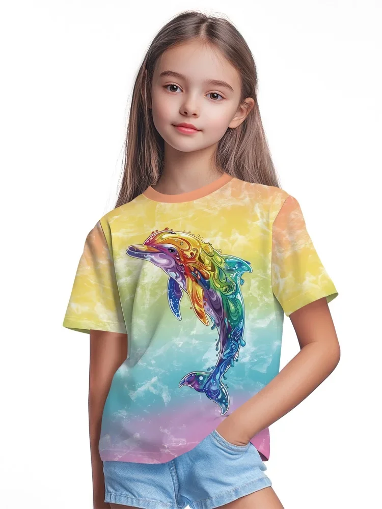 New Fashion Men's and Women's 3D HD Printed Dolphin Pattern T-shirt Street Style Unisex Fashion Funny Harajuku Top Kids T shirt