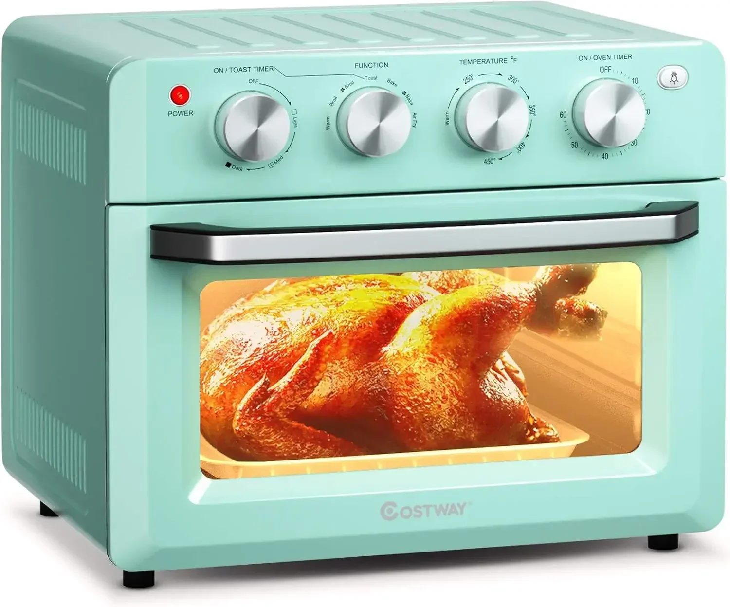 COSTWAY Toaster Oven Countertop, 7-in-1 Convection Oven with Air Fry, Bake, Broil, Toast, Dehydrate, Pizza, Warm Function