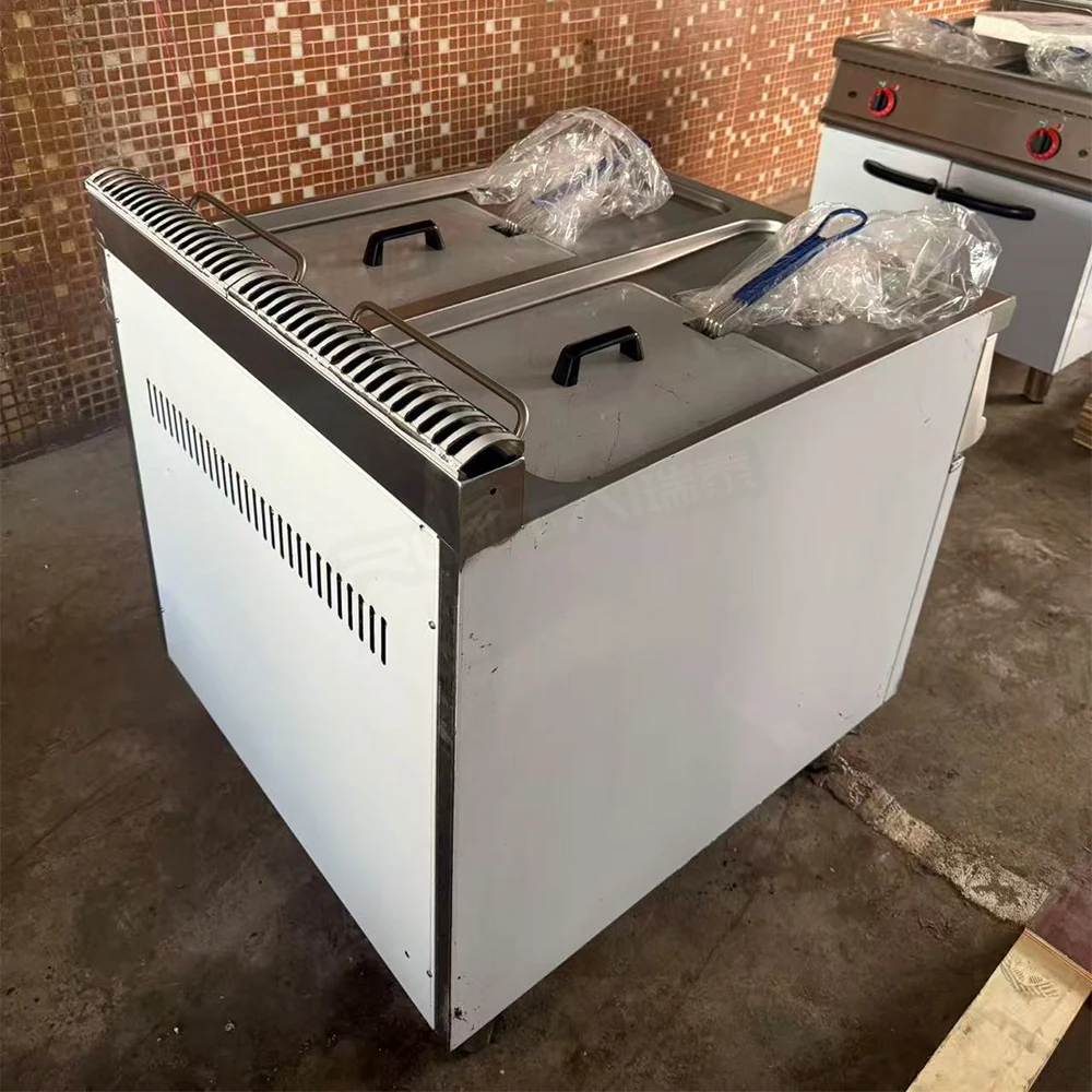 18L/21L Stand Fryer Gas Fryer with Cabinet Commercial Fryer with Oil Drain Vale Fully Stainless Steel Material