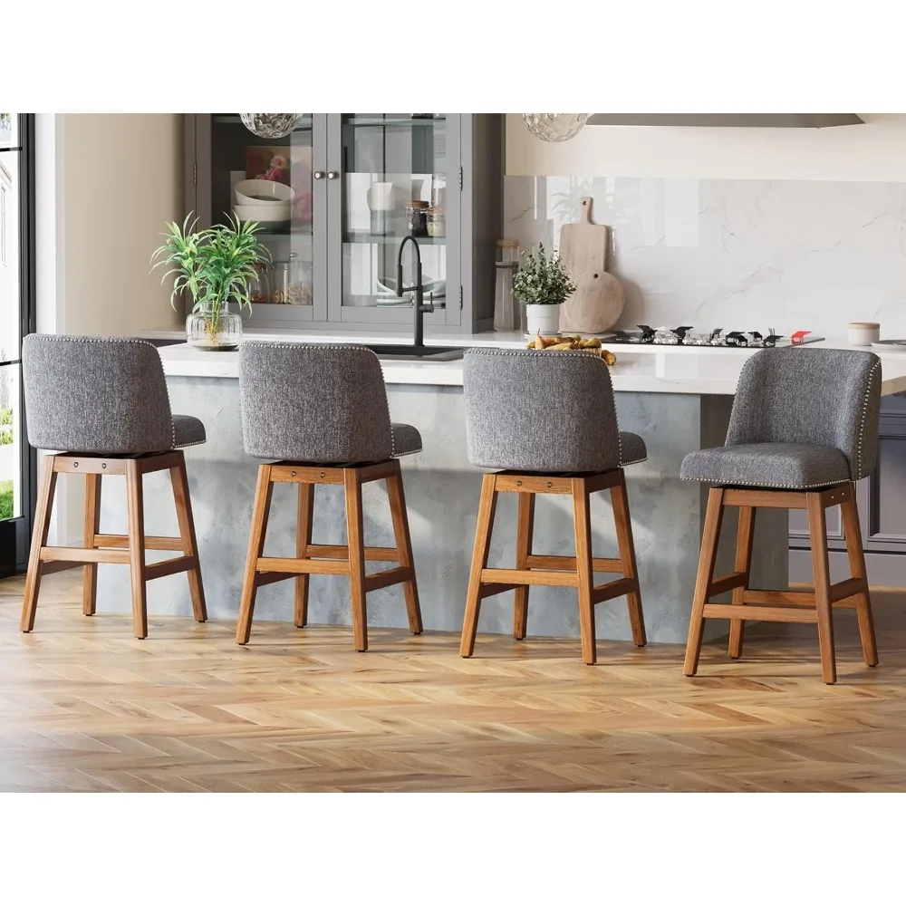 Bar Stools Set of 4, 26''H Counter Height Swivel Bar Stools with Back