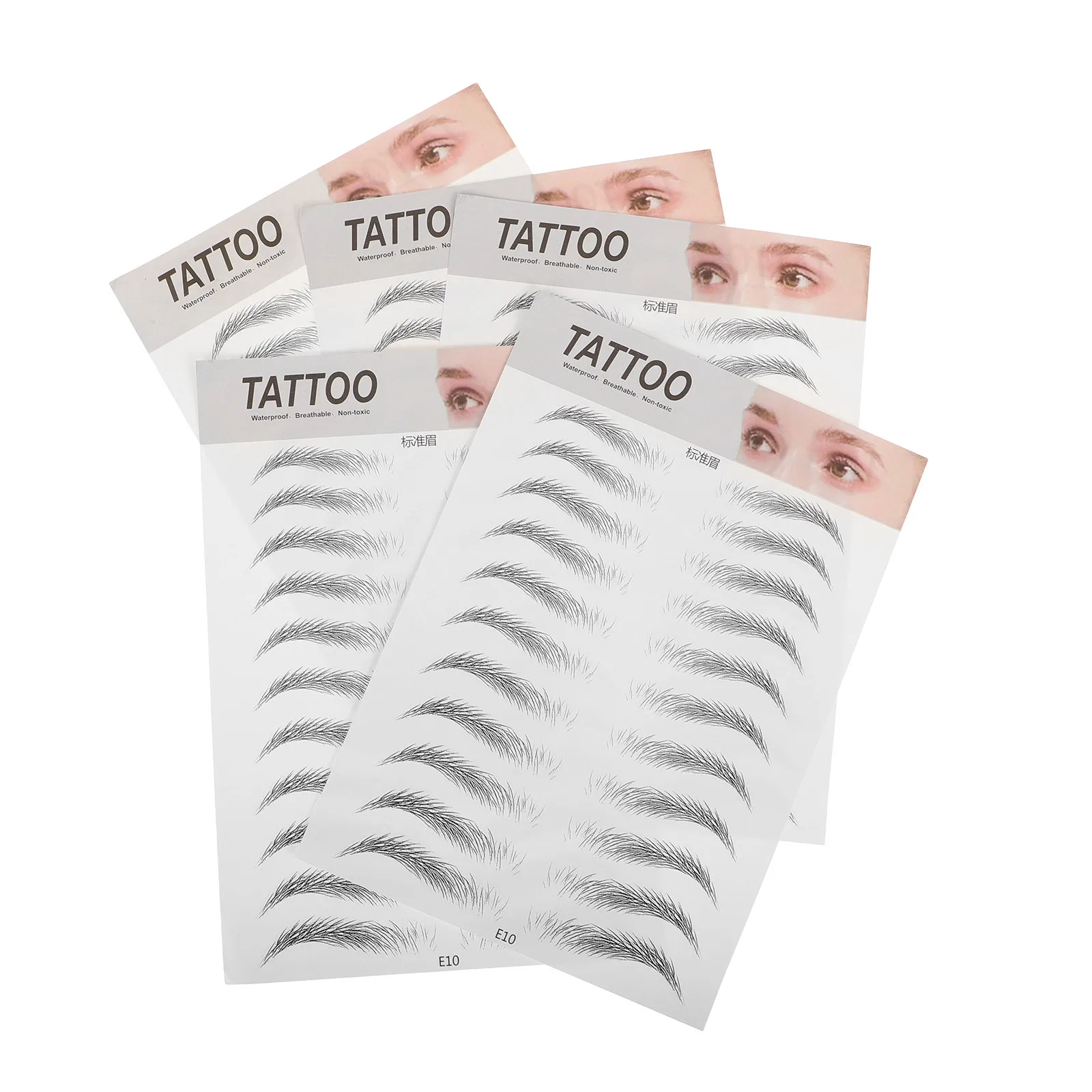 

Набор из 5 реалистичных наклеек для бровей 6D, черные, временные, водостойкие, для женщин, имитация волосков, полный эффект