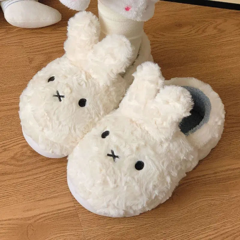 cute Miffy cotton slippers autumn and winter tide Wear outside Thick sole home Anti-slip Include heel keep warm cotton shoes new