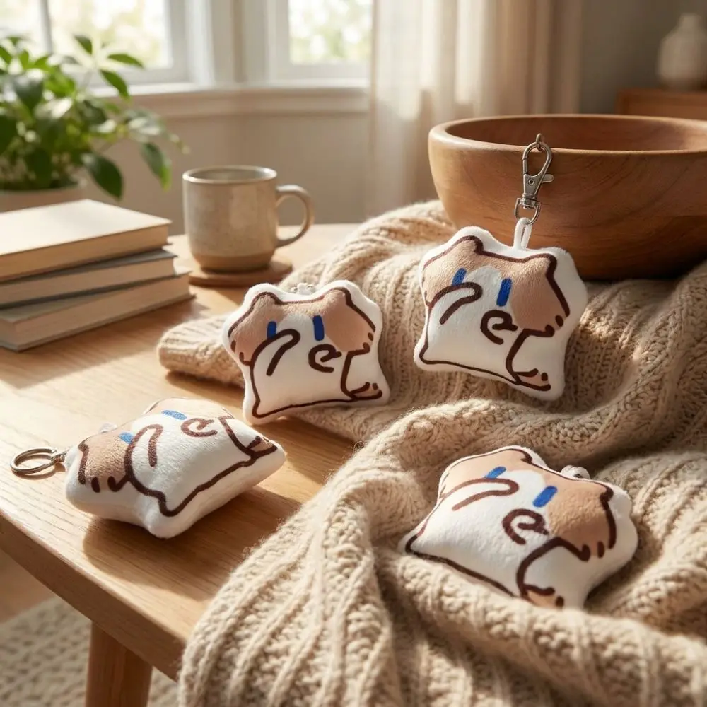 Cute Press Sound Cat Sound Keychain Abstract Soft Filling Mini Cat Key Ring Lint Resistant Animal Kitten Bag Charm Holiday Gift