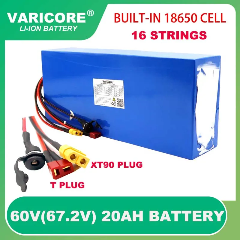 Новый комплект для переоборудования литий-ионного аккумулятора 18650, 60 В, 20 Ач, 16 струн, электрический скутер, 1000 Вт, 1500 Вт, аккумуляторы для электровелосипеда + зарядное устройство 67,2 В, 3 А