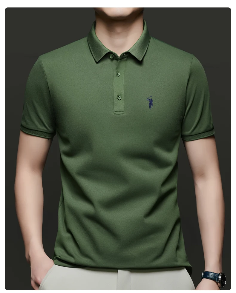 

2025 Summer New Short Sleeved Polo Shirt for Men's Business and Leisure Embroidered Breathable Thin T-shirt