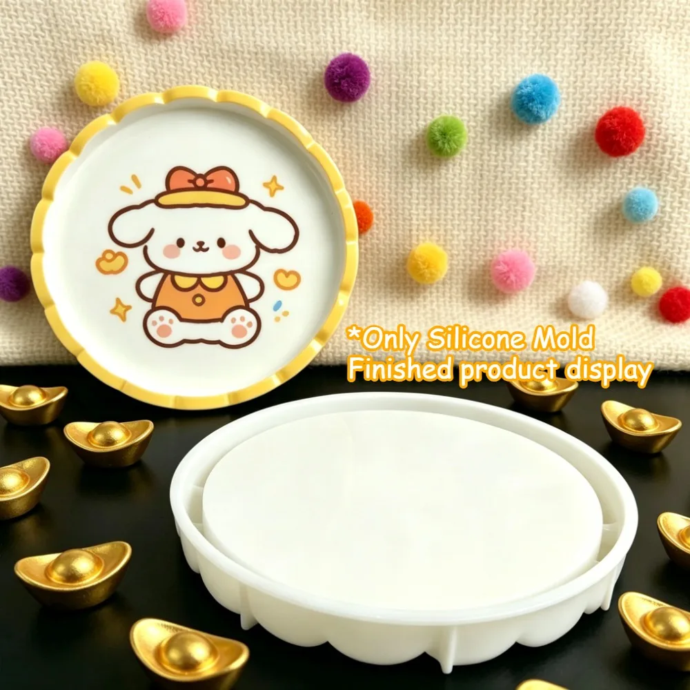 Round Lace Tray Silicone Resin Mold, DIY Storage Tray Home Decor, For Resin Gypsum, Wedding Decor Plate, Graduation Gift