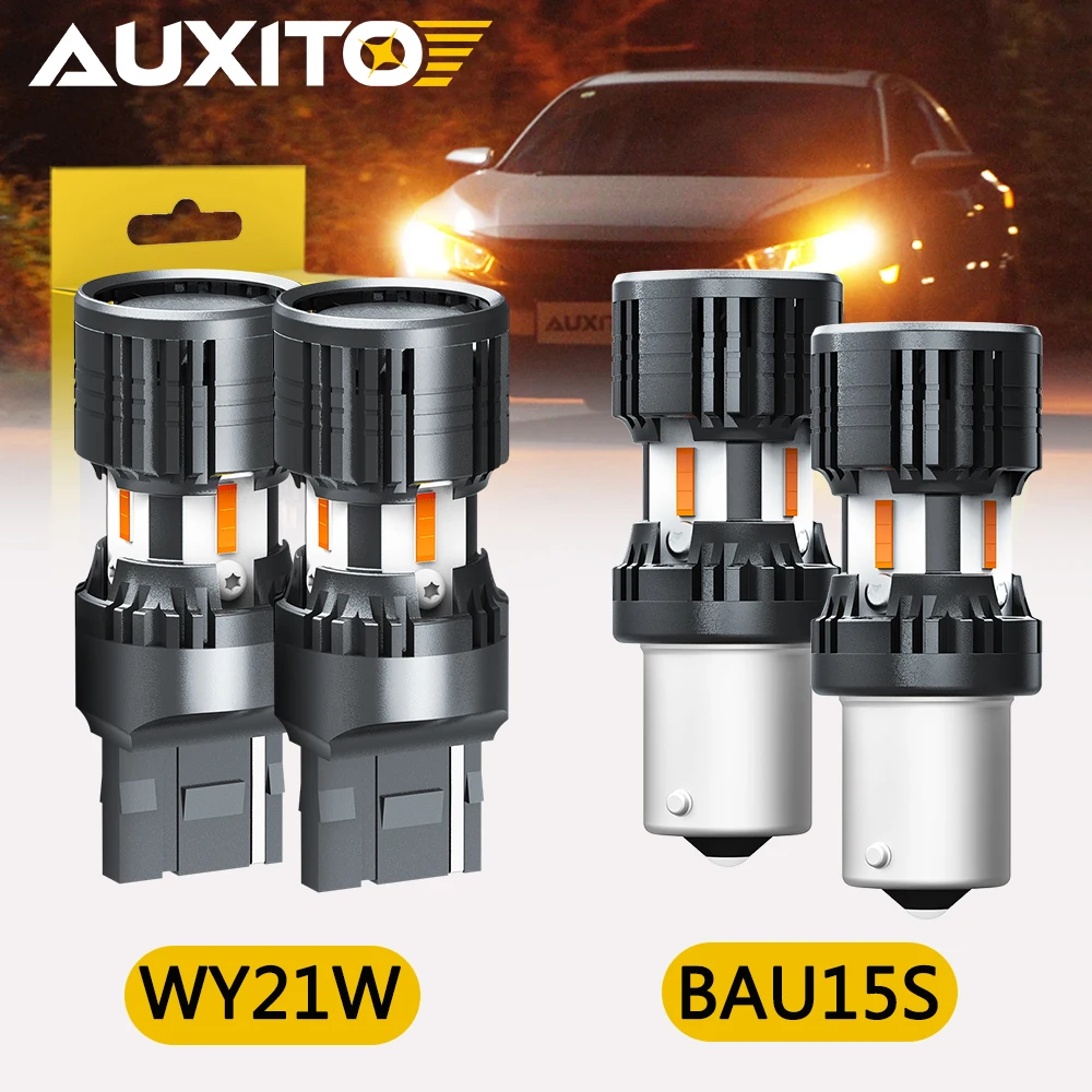 

2 шт. AUXITO указатель поворота светодиодный WY21W W21W BAU15S PY21W BA15S P27/7W Canbus 2200K Янтарный 12 В турбо индикаторная лампа без гиперflash