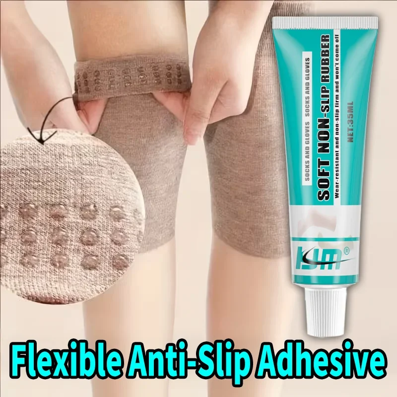 35ml Flexible Anti-Slip Adhesive Gel - Soft Non-Slip Rubber for Socks and Gloves, Wear-Resistant, Firm Hold, Easy to Apply