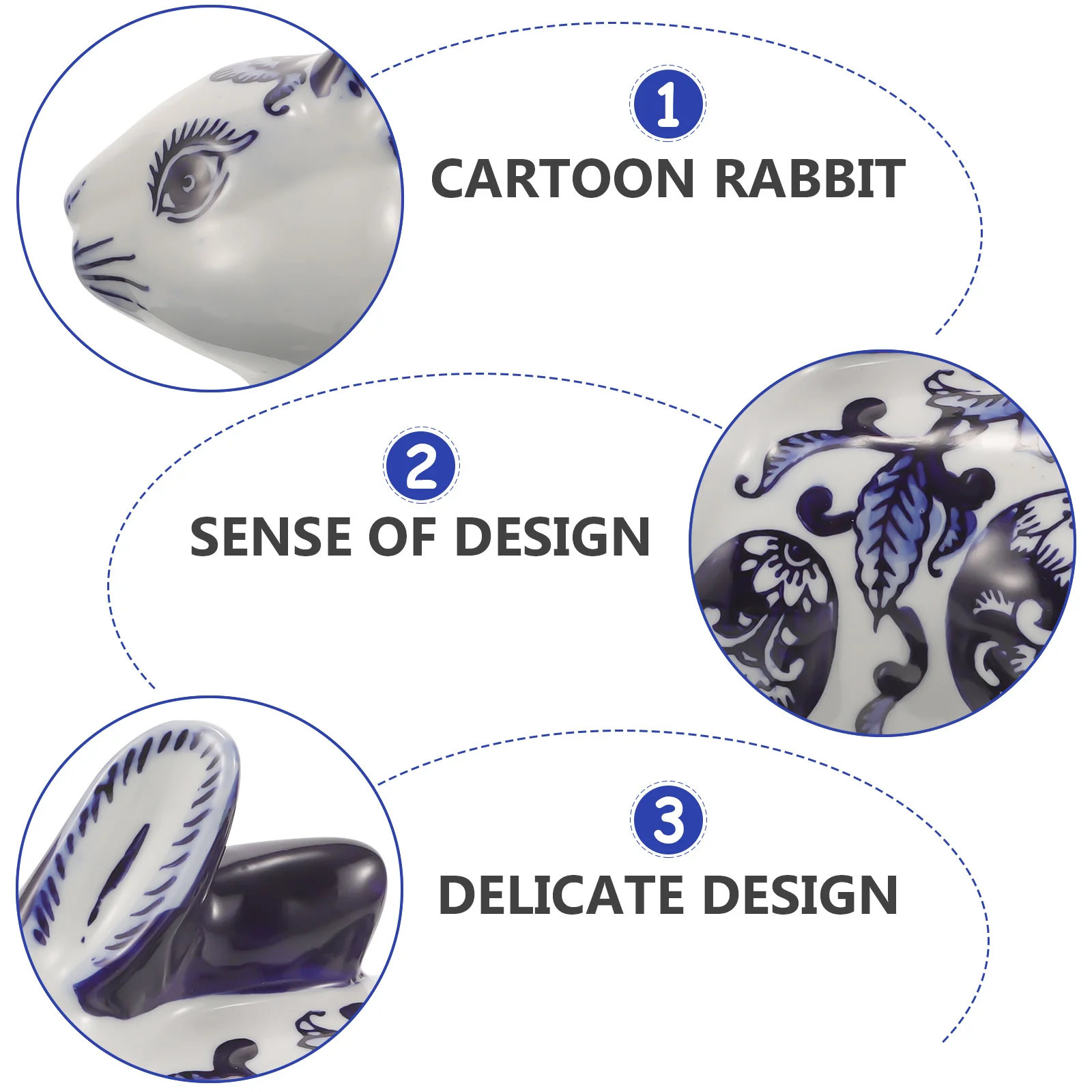 

Ceramic Rabbit Sculpture Vintage Chinese Style Cartoon Bunny Ornament Living Room Garden Decoration Easter Desktop Decor