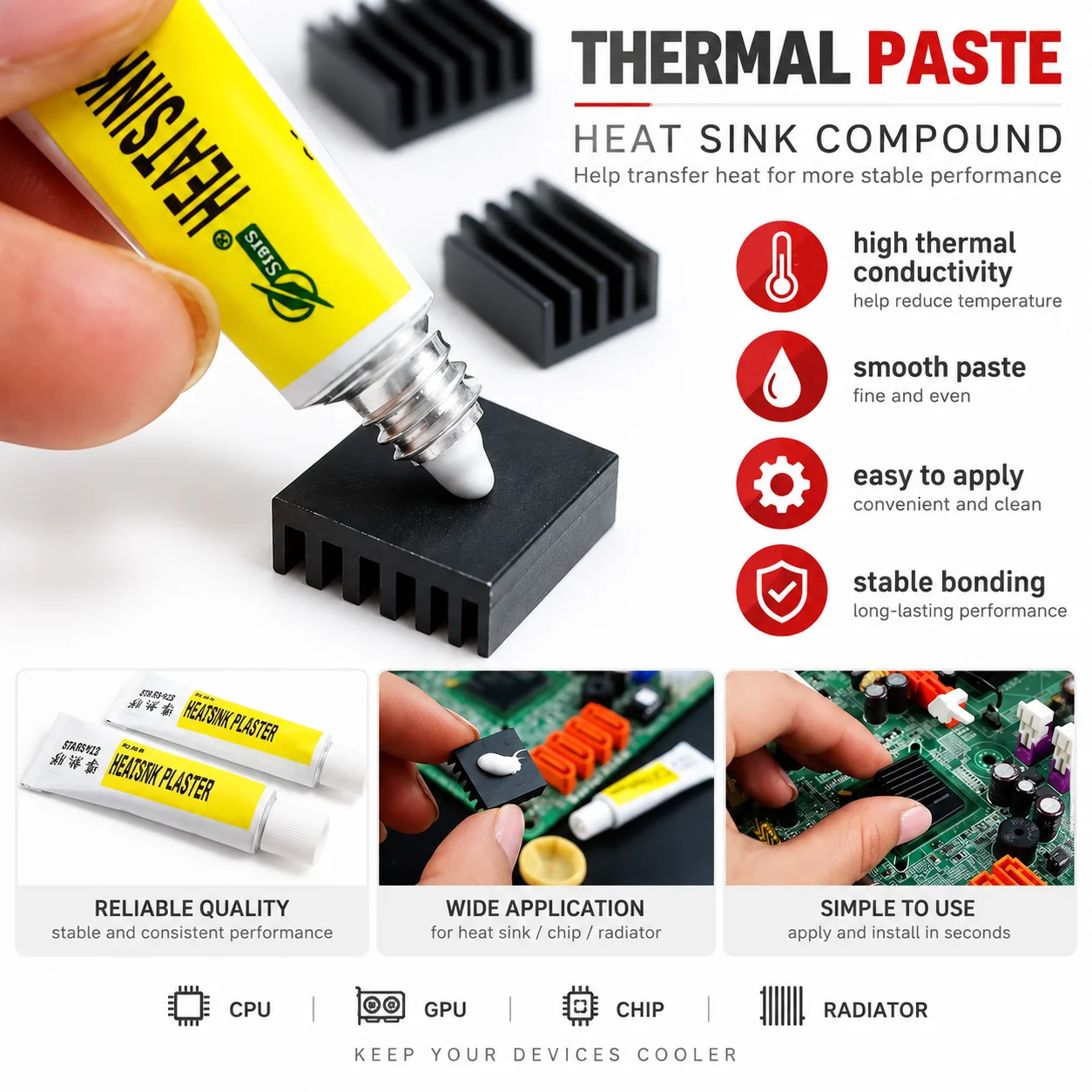 Thermal Paste Conductive Glue for Shoes Black Silicone Adhesive for Elbow Sole 5g Plaster Viscous VGA RAM LED IC Applicator Pads