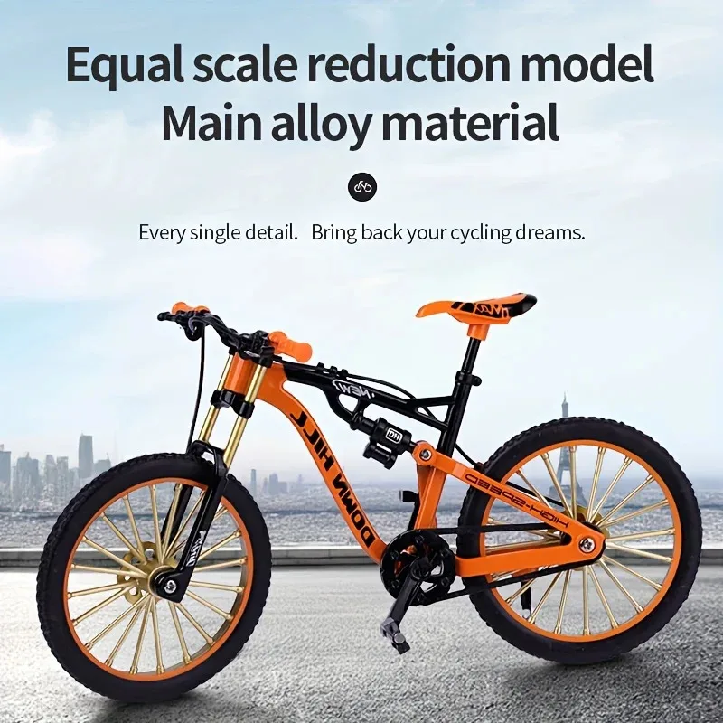 1:8 Scale Alloy Mountain Bike Model Toy with Shock Absorption Design Detachable Mini Finger Bike for Home Bedroom Decoration