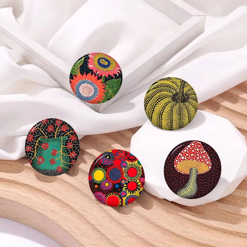 Popular Artist K-KusamaS 32/44/58mm Round Cartoon Brooches Handmade Pins for Backpack Jewelry Accessories Gifts Creative Badge