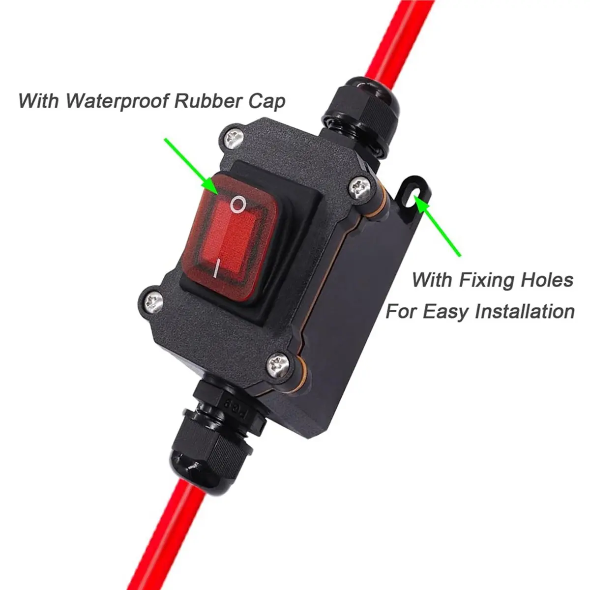 Compatible DC12V Inline Wire Switch DC12-24V DPST Dual Side Wiring Switch 25A IP65 with On/Off Quick Connect/Disconnect Switch