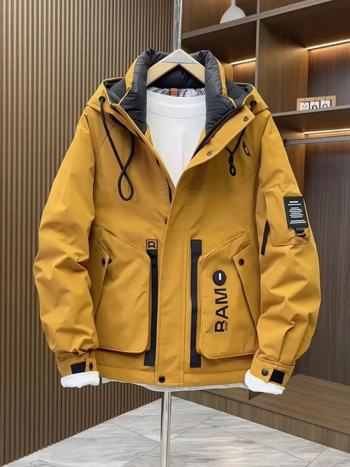 

Outdoor Winter New Men's Cotton Jacket Trendy Fashion Warm Thickened Hooded Windbreaker Workwear Coat for Men