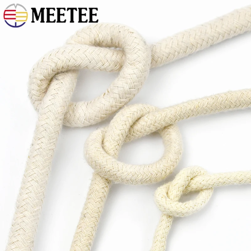 20 metri Meetee 4/6/8/10mm Corda di cotone Nucleo Cavi filati Cavo di filo intrecciato per borse Decorazione HomeTessile Accessori artigianali fai