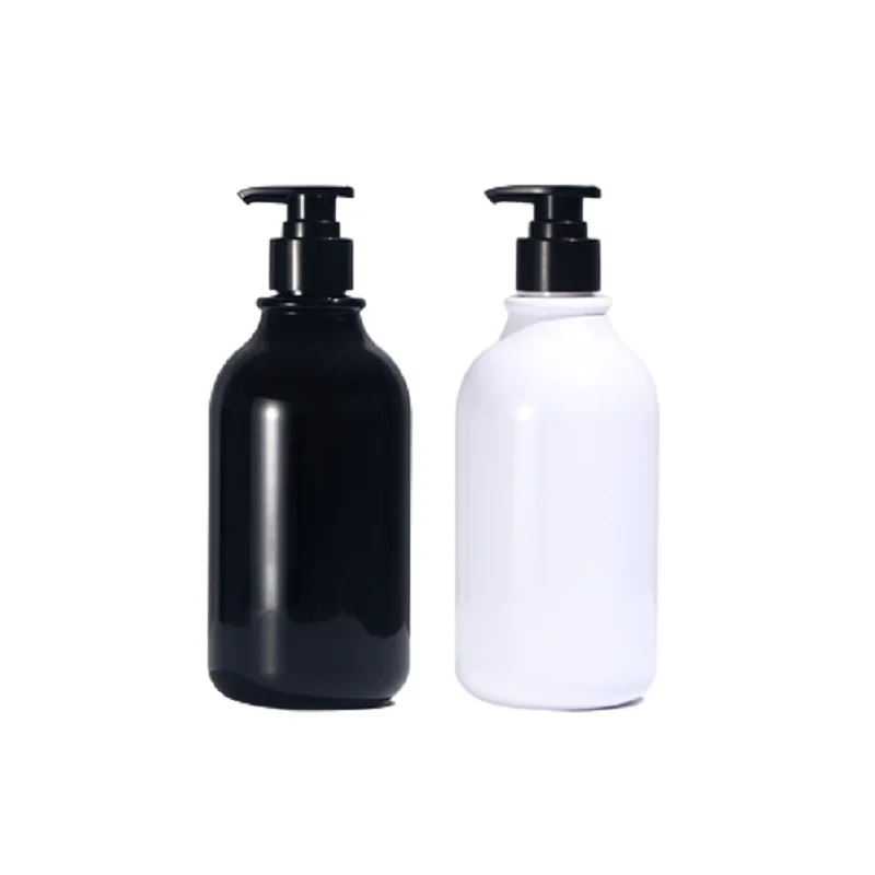 

10Pcs Lotion Pump Plastic Packing Bottle 300ml 500ml Round Shoulder Brown Black White Clear Packaging Container Shampoo Bottles