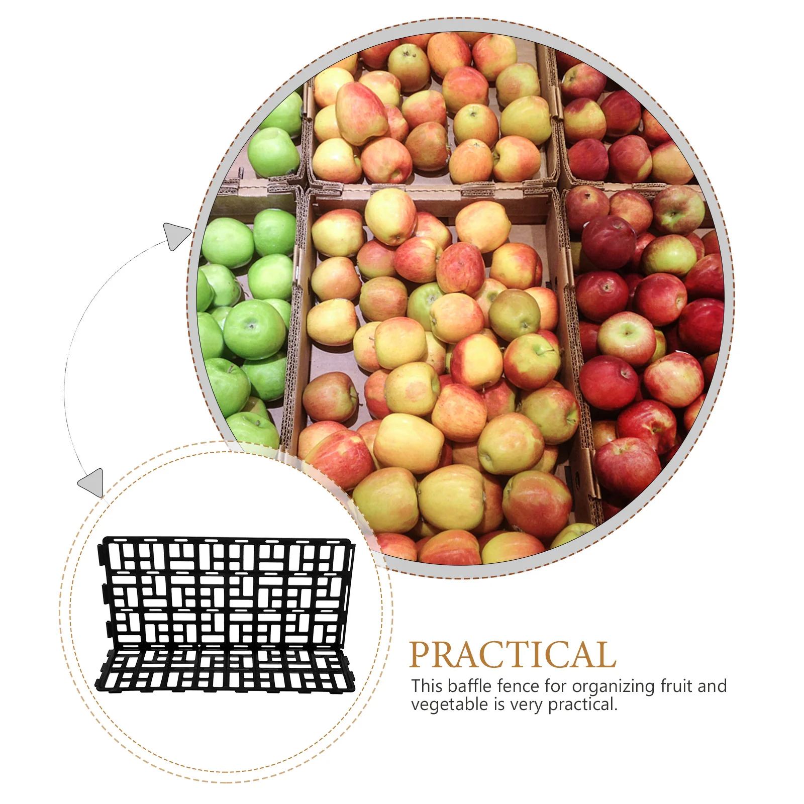 

Plastic Fruit Vegetable Baffle Fence Smooth Safe Fruit Guardrail Display Rack Partition Versatile Sorting Shelf for Supermarket