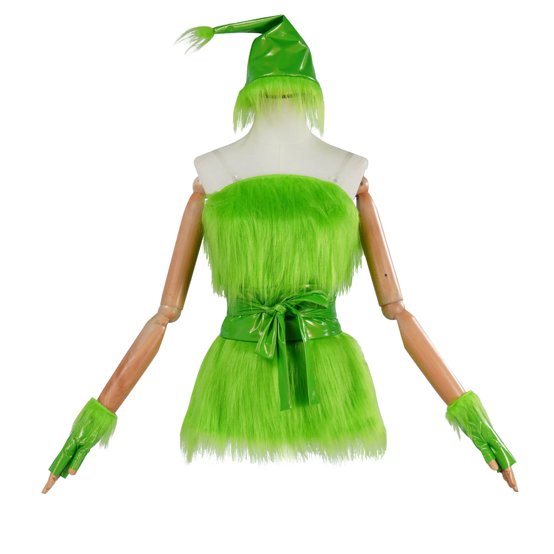 Disfraz verde de monstruo de Halloween, disfraz de monstruo ladrón, vestido peludo para mujer, puesta en escena de Navidad