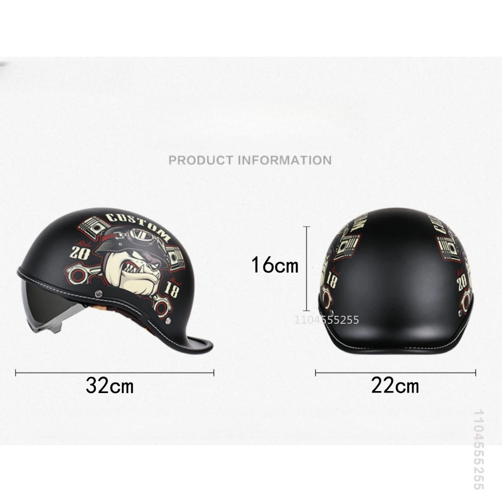Retro Motorcycle Helmet Casco Moto Half Helmet German Classic Retro Cruise Helmet Capacete De Moto with HD Visors Four Seasons - view 5