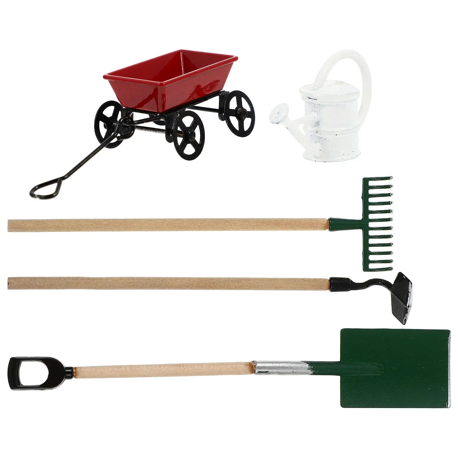 

1Set Mini Farm Scene Building Tools Set Realistic Watering Can Cart House Decor for Dollhouse Miniature Garden Display