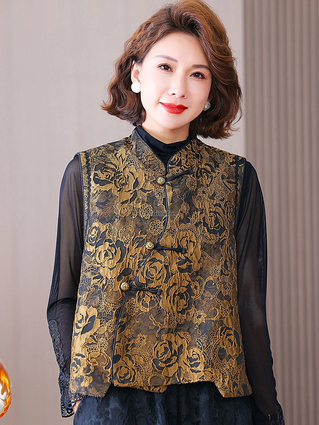 

Новинка 2025 года, утепленный жилет в китайском ретро-стиле с принтом для женщин, осенний костюм без рукавов с воротником-стойкой, жилет t001