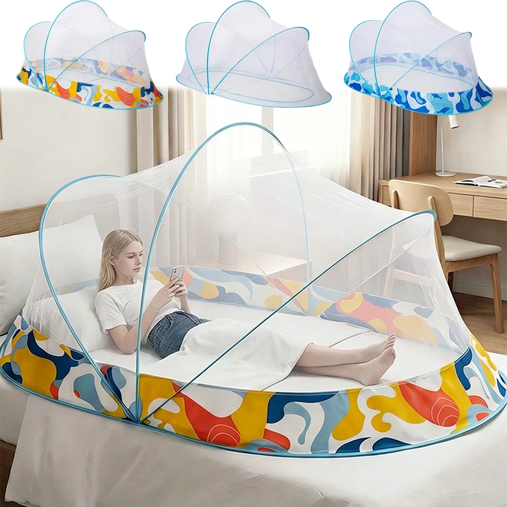 

Summer Pop Up Mosquito Net, No Installation, Foldable Bed Tent, 360° Anti Mosquito, Portable for Student Dorm Camping 모기장 특대형