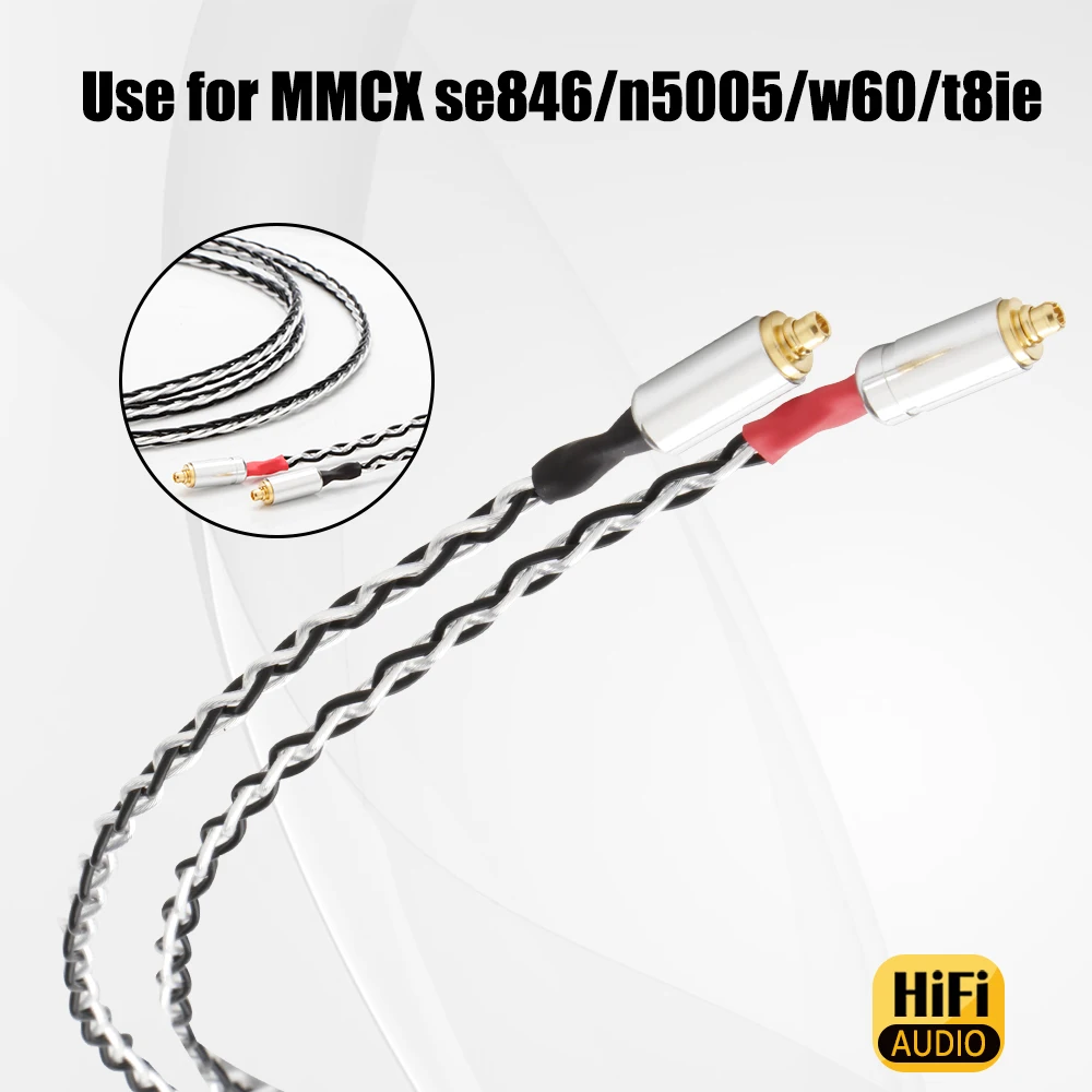 MMCX Hi-FI In Ear Earphones, 8-Strand Copper Headset, Upgrade Replacement Line, MMCX, SE846, N5005, W60, t8ie