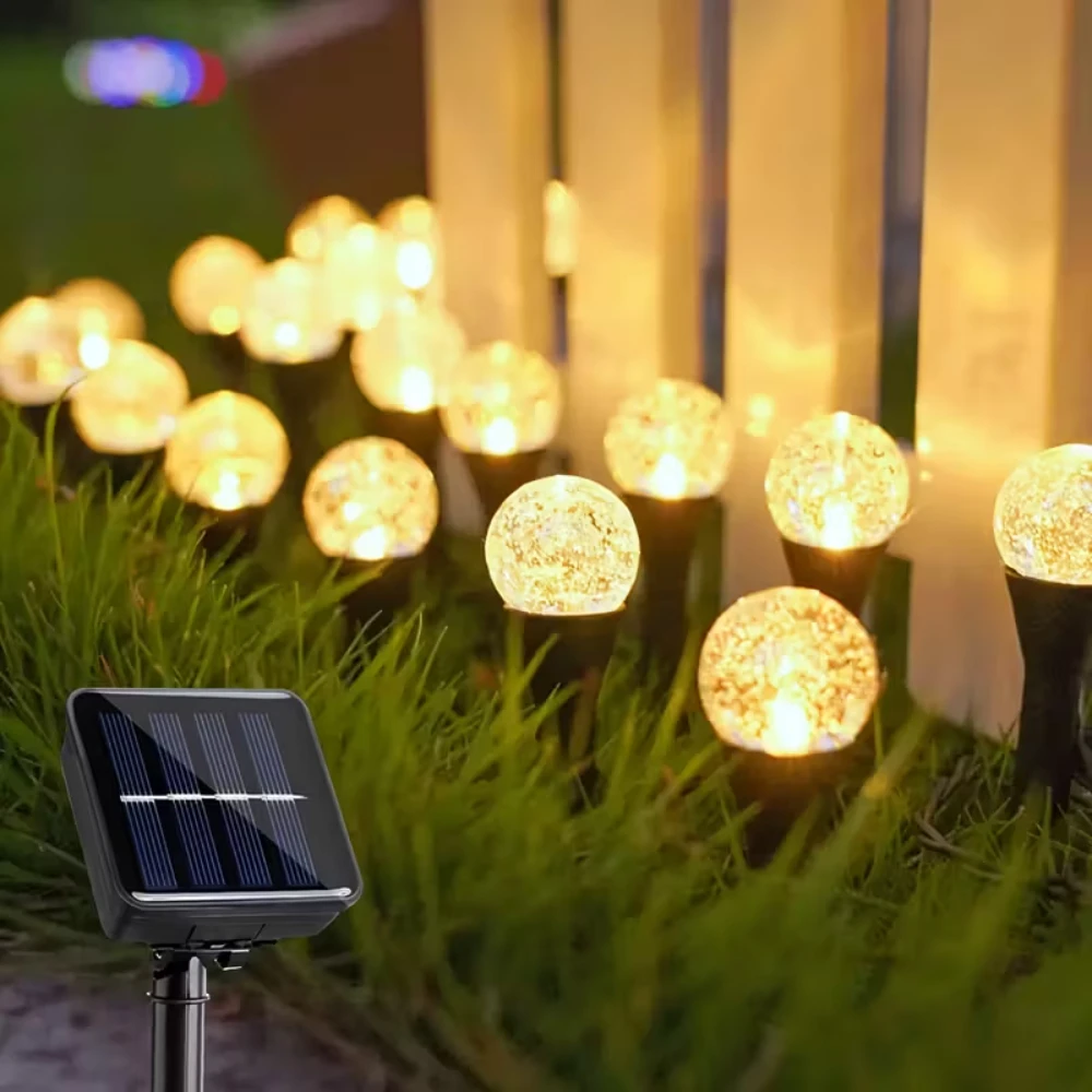 

20-30 светодиодных уличных пузырьковых шариков для газона, водонепроницаемые, 8-режимные, солнечные лампы, гирлянды для патио, сада, лужайки, кемпинга, декора