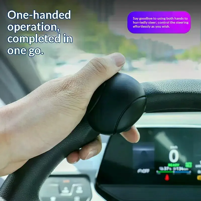 Easy-Grip Silicone Steering Wheel Knob 360° Smooth Rotation One-Hand Operation With Built-in Metal Bearing & Non-Slip Grip
