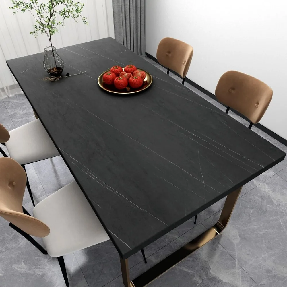 ورق اتصال على سطح الطاولة قابل للتقشير واللصق بنمط الرخام الأسود، مقاس 30 × 400 بوصة، سهل الاستخدام، سطح مطبخ متين وأنيق