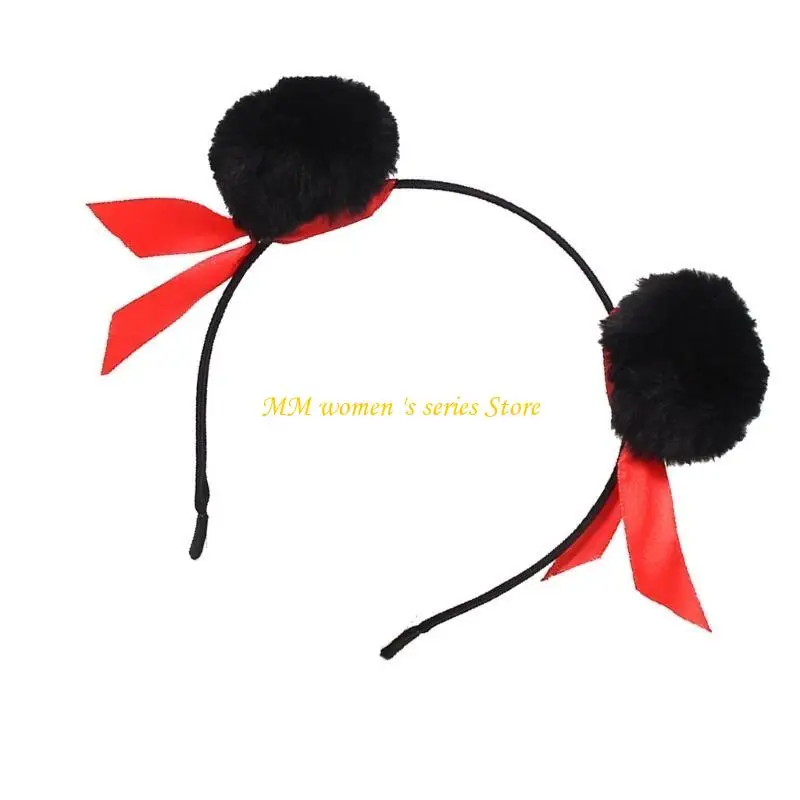 Q39C Nezha Buns Cabello cabello para peinar cabeza con pompones suaves CARACTER PELÍCULA CHINA TRADITAL
