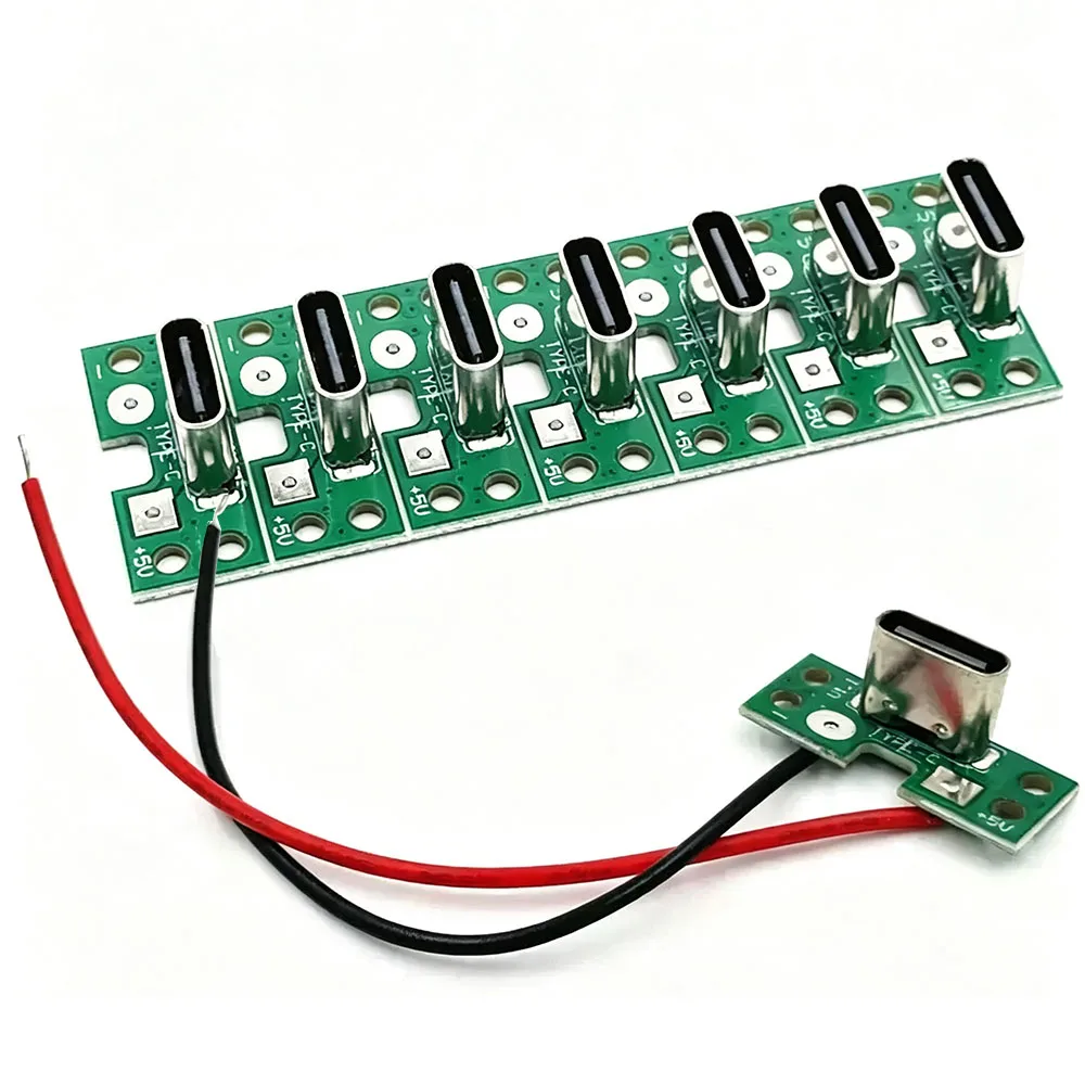 TYPEC-6P Female Stand With PCB Board Solder Pad TYPE-C Positive And Negative Plug Fast Charging Interface With Solder Wire Bend