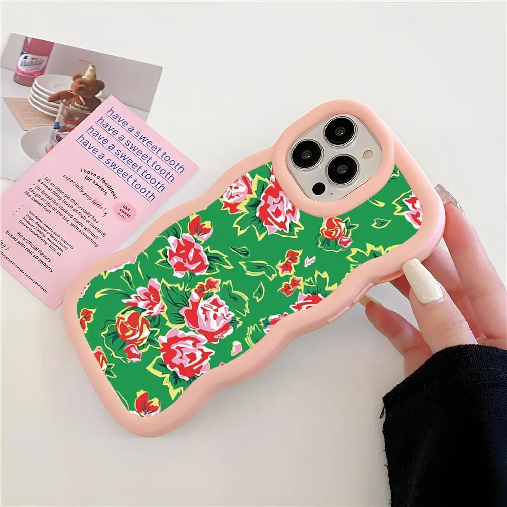 Northeast China K-pop Floral Fabric Phone Case Pink Cute Girls New Wave Corners Macaron For IPhone 16 15 14 13 12 11 X Vivo Sa