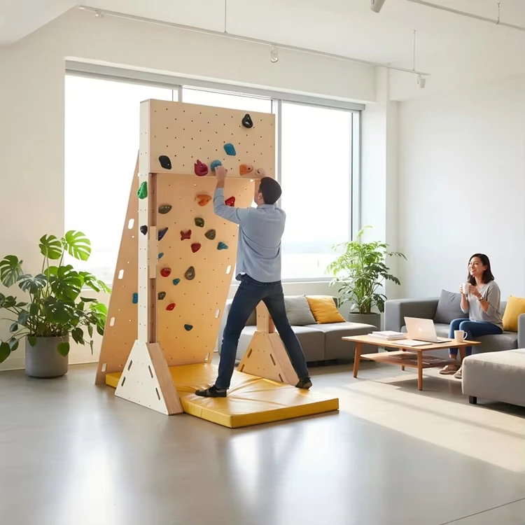Portable Adjustable Climbing Wall, Plywood Fiberglass, Indoor/Outdoor Fitness, Durable, Home Gym Equipment
