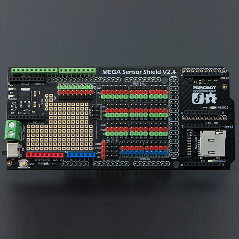 DFRobot Mega Sensor Shield IO Expansion board V2.4 Compatible with Arduino Mega megaADK most Arduino shield headers