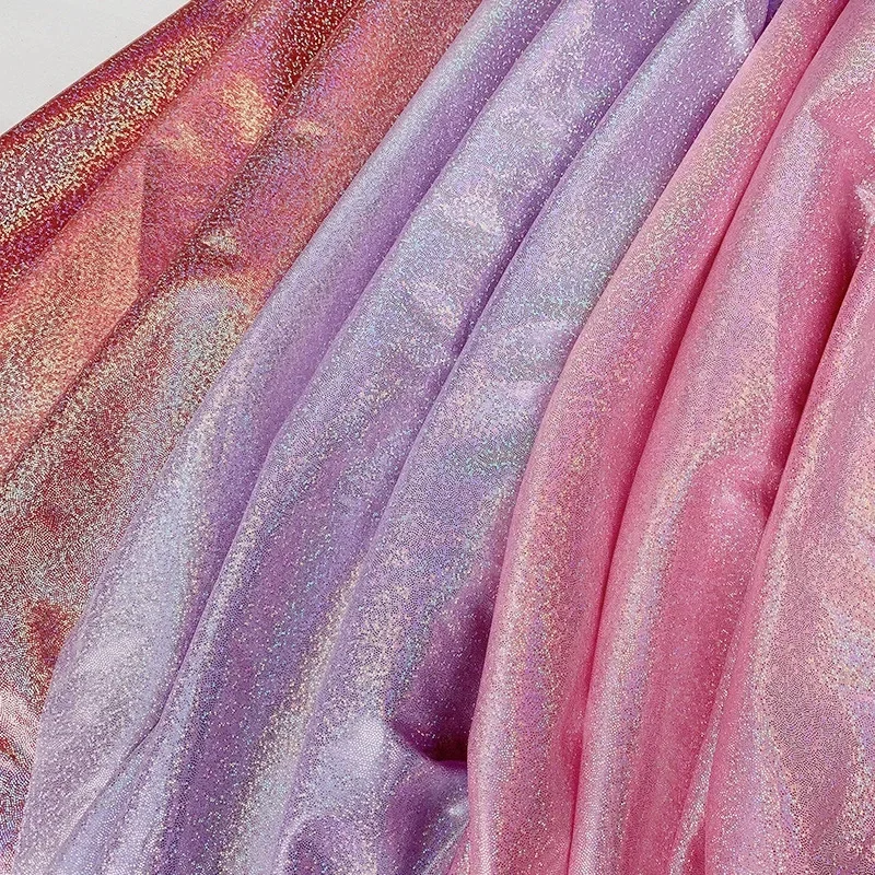 50cmX150cm Laser Fabric Elastic Spandex Multicolour Bronzing Fabric Shiny Stage Performance Costume Garment Decor