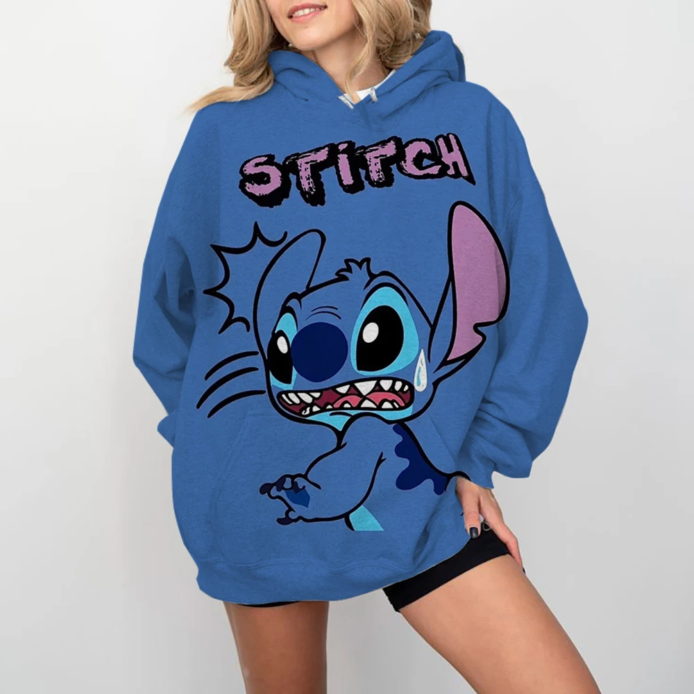 Adorável moletom feminino disney stitch lazer streetwear moletom y2k jovem mulher roupas senhoras moda de alta qualidade S-3XL