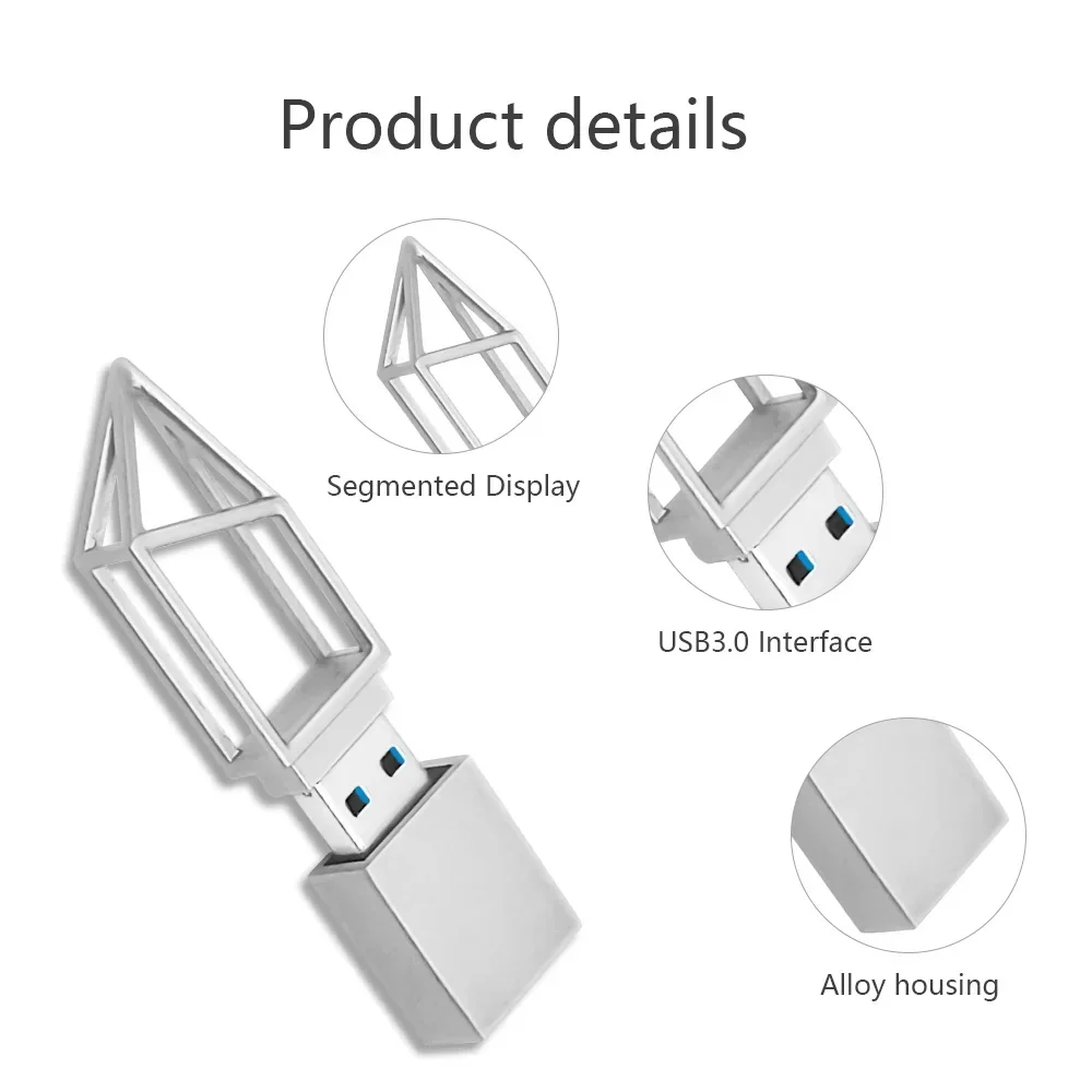 Unidad Flash USB3.0 hueca de construcción de arte de Metal, 8GB, 16GB, pendrive de 32GB, 64GB, 128G, Memory Stick cle memoria usb, regalo de negocios