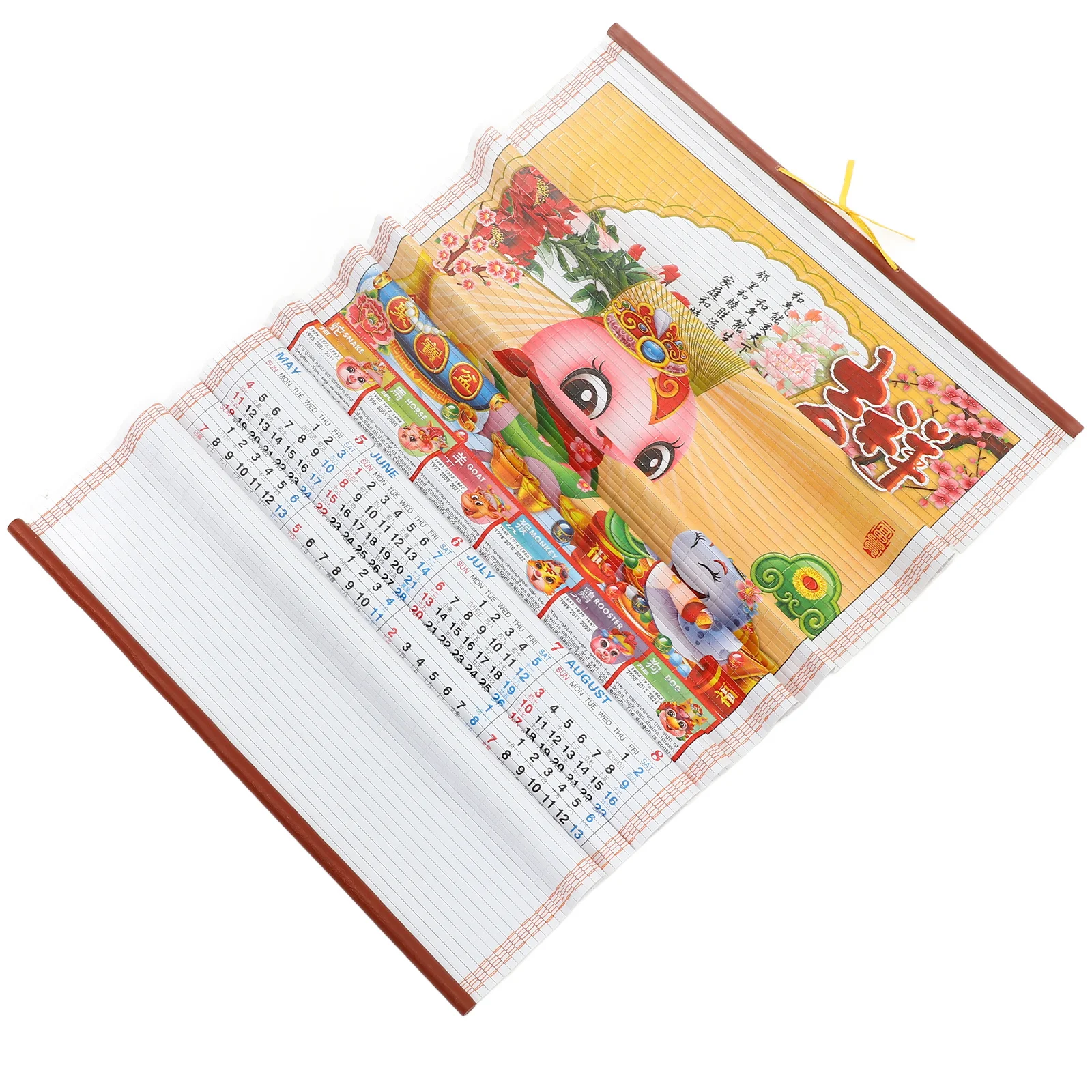 

Hanging Wall Calendar 2025 Year of The Snake Chinese Scroll Monthly Planner Rattan Wood Office Home Decor Daily Use Paper