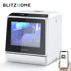 Blitzhome-lavavajillas con Control por aplicación, Máquina Inteligente de mesa para encimera, portátil, para Cocina