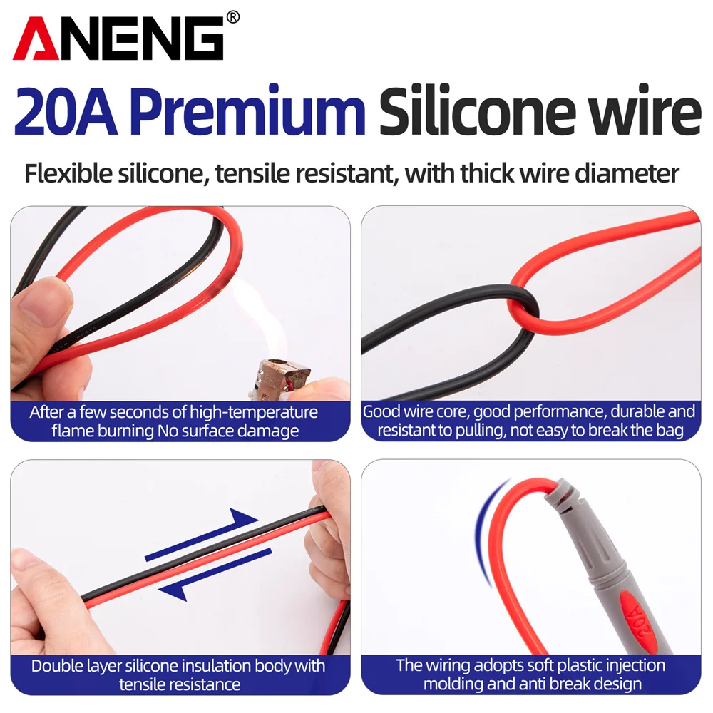 PT1031 20A gold-plated special tip Digital Multimeter Test 1000V Slicon Rubber Wire Retardant Gilded Sharp Needle Probe