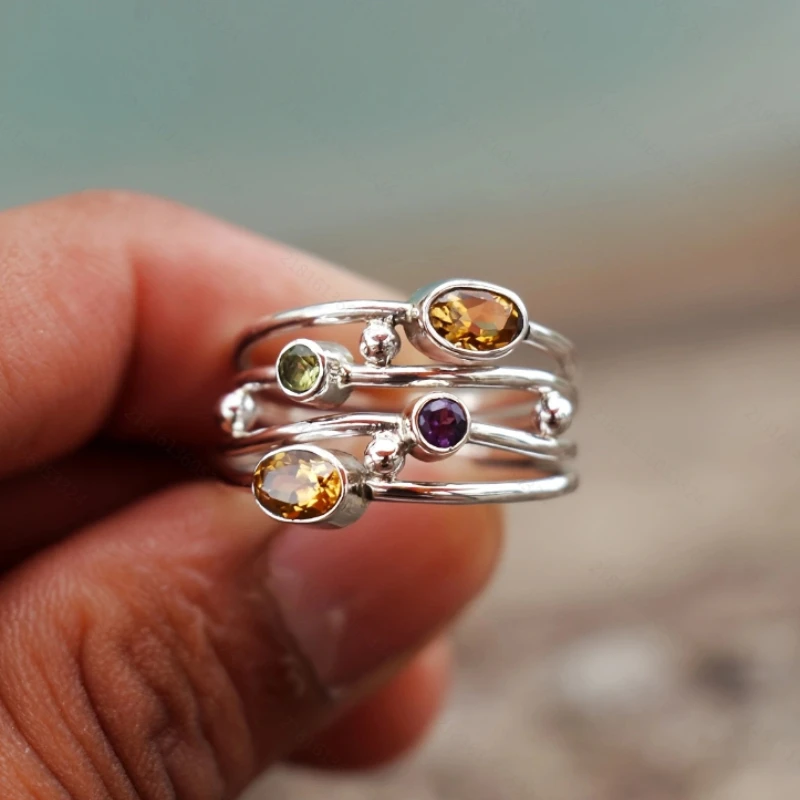 Personalized Trendy Color Inlaid Zircon Hollow Ring Suitable for Women's Fashionable Fashion Accessories Jewelry