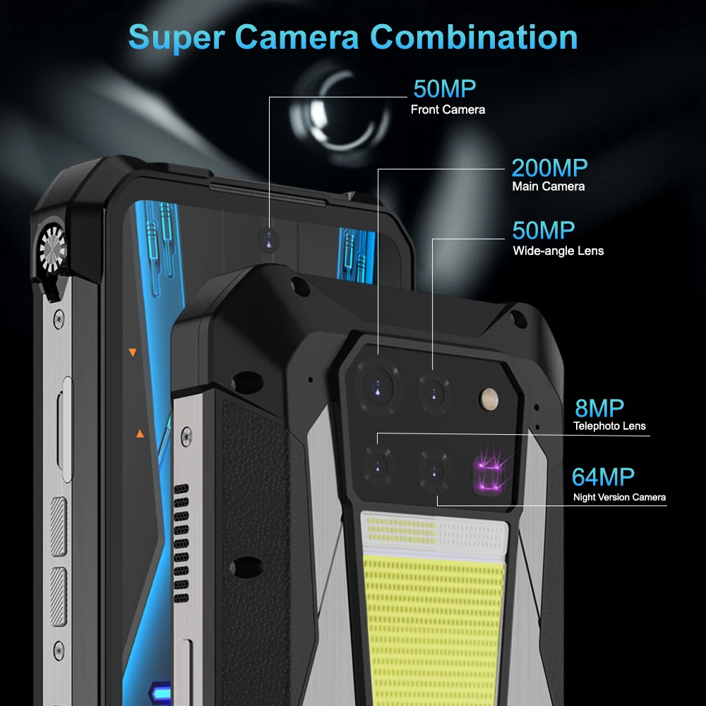 8849 Tank 3 Pro by Unihertz Rugged Smartphone 5G with 100 Lumens Projector 32/36GB 512GB 23800mAh Waterproof 200MP Cell Phones
