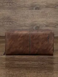 Fashion Retro Brown Long Wallet Multi Card Slots Large Capacity Wallet for Commuting Outdoor Use