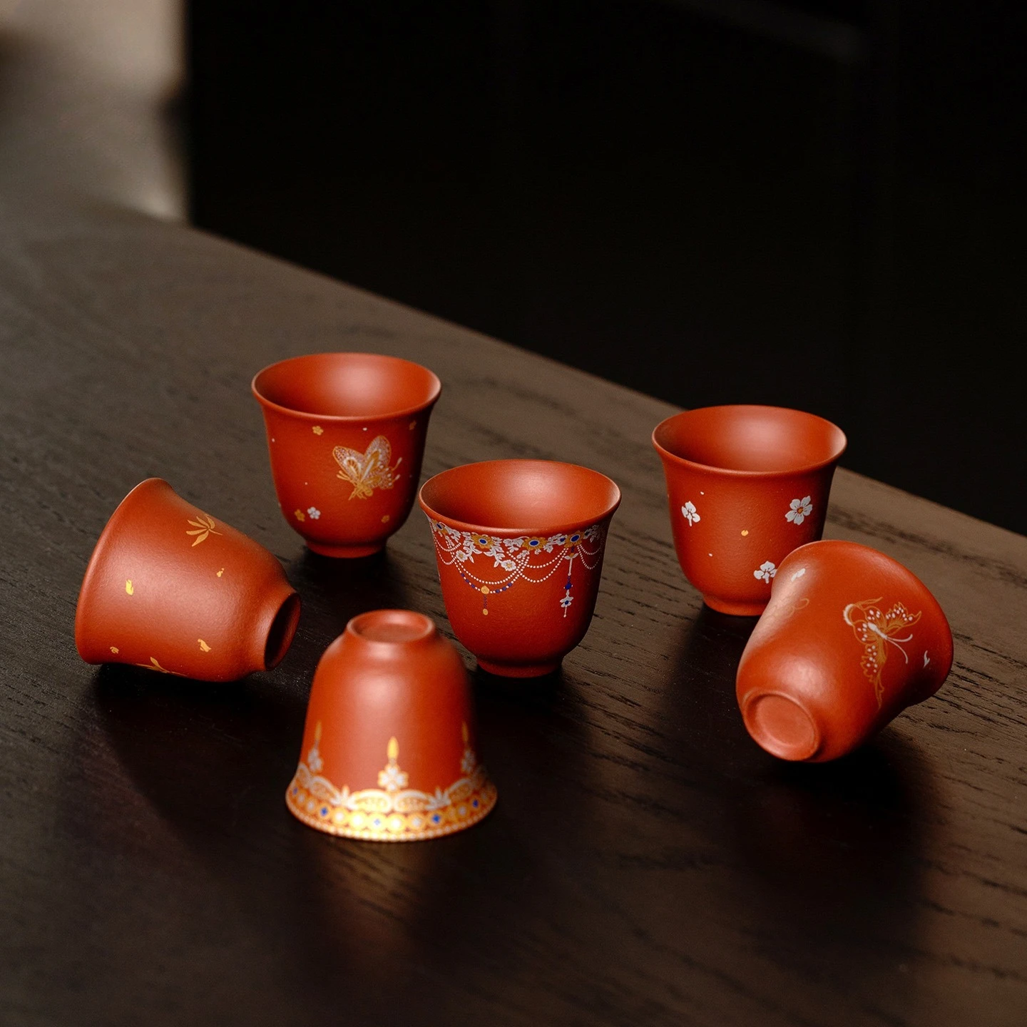 

2Pcs 35ML Raw Ore Cinnabar Mud Purple Sand Teacup National Style Bronzing Tea Cup Kung Fu TeaSet Household Tea Drinking Idle Cup