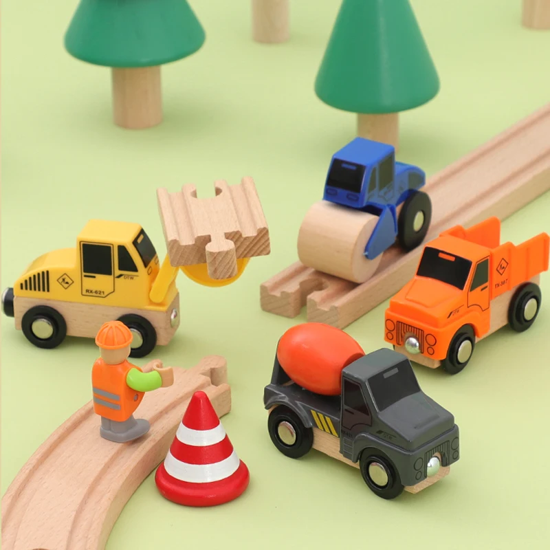 Wooden Bottom a Number Of Multifunctional Magnetic Car Scene Car Compatible With Various Brands Of Wooden Rail Children's Toys